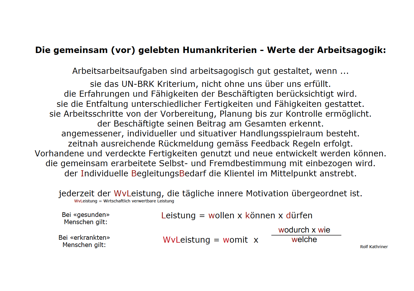 Humankriterien - Werte - Teilhabe - Konzept